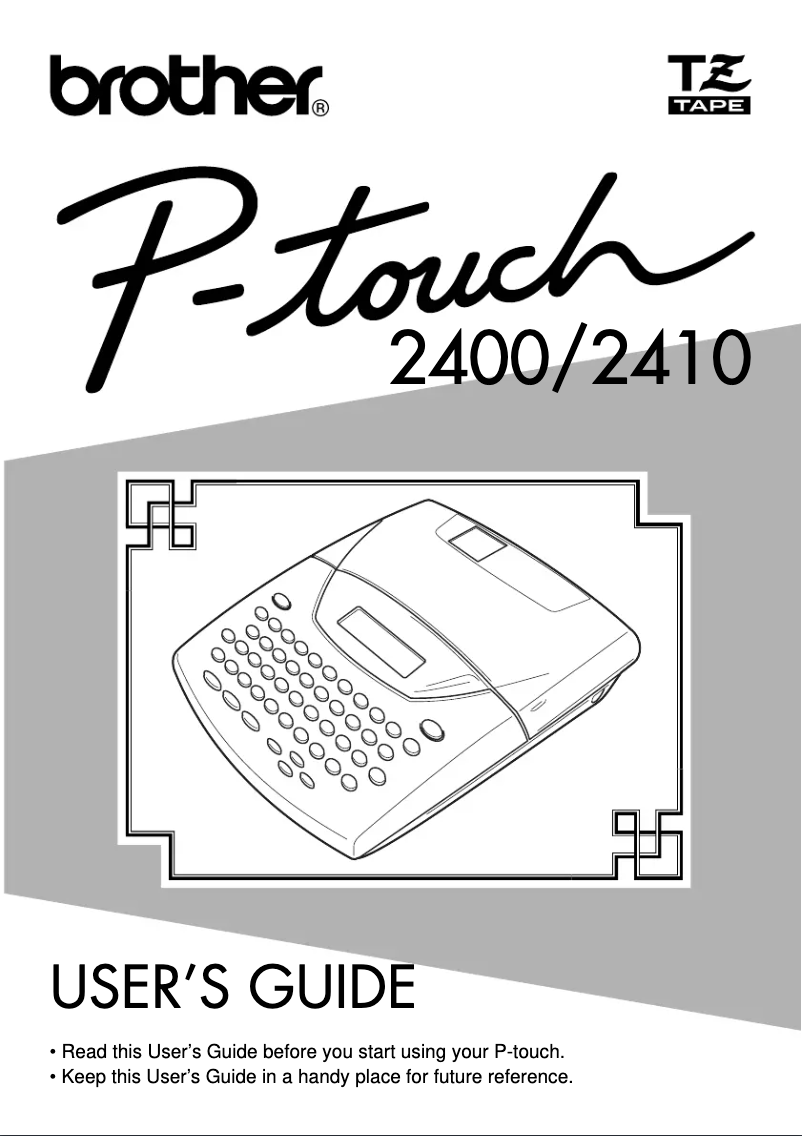 Image de la première page du manuel de l'appareil P-touch PT-2410