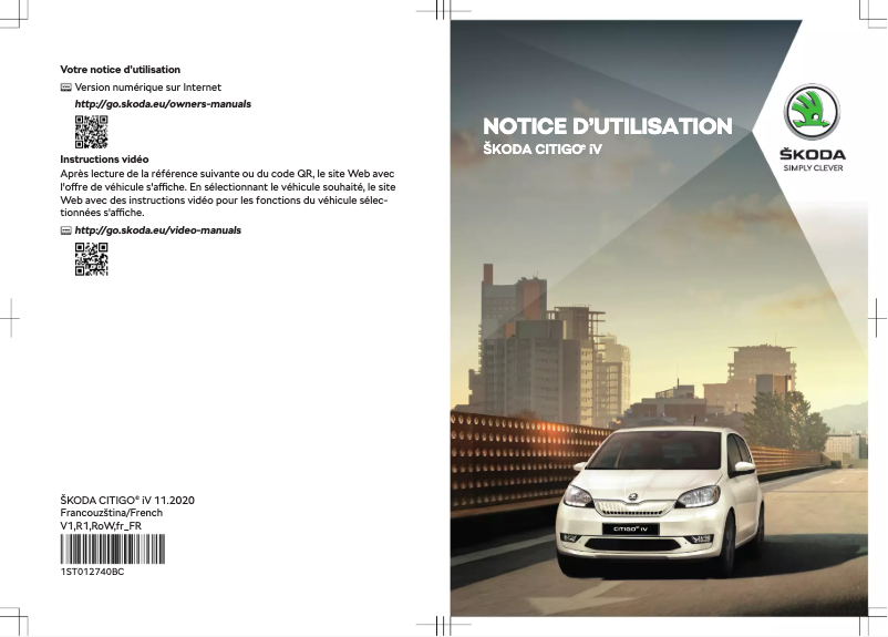 Page 1 de la notice Manuel utilisateur Skoda Citigo e iV (2020)