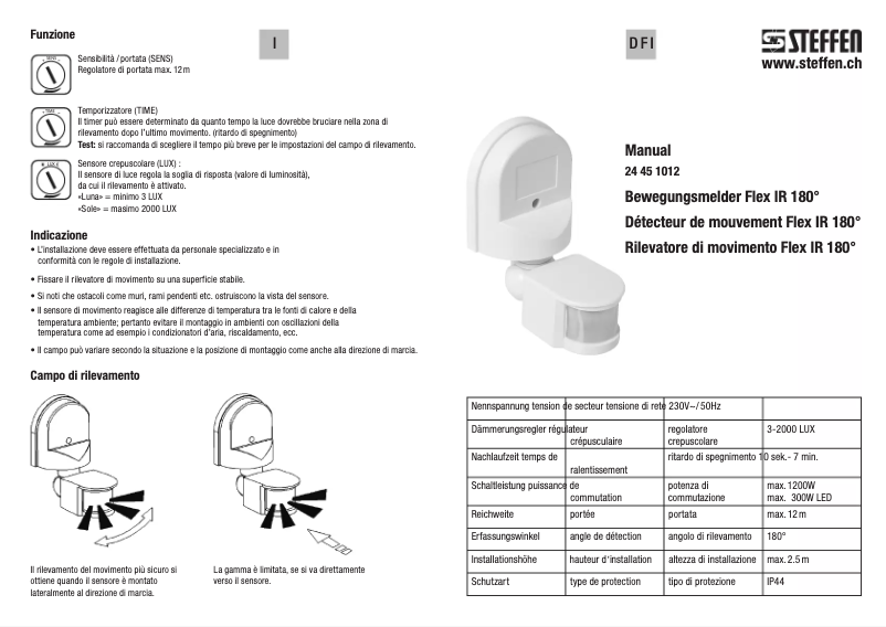 Page n°1 - Manuel utilisateur Steffen Flex IR 180°