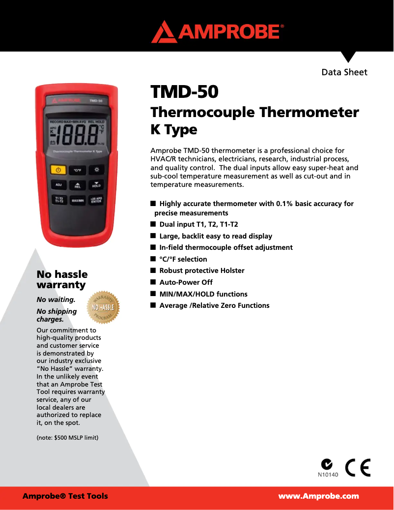 Página 1 del manual Ficha técnica Amprobe TMD-50