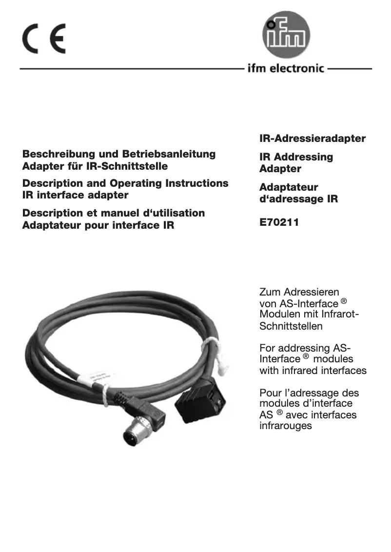 Page 1 de la notice Manuel utilisateur IFM E70211