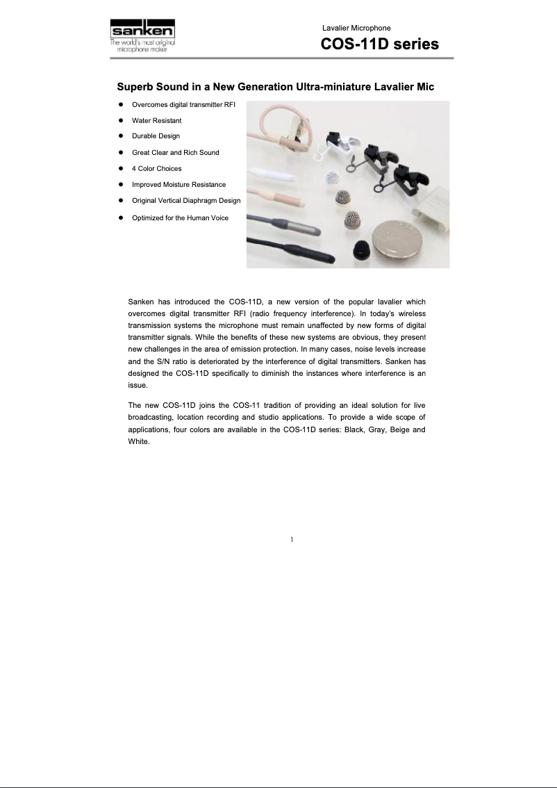 Page 1 de la notice Manuel utilisateur Sanken COS-11DBP