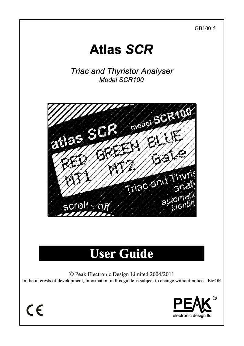 Página 1 del manual Manual de usuario Peak SCR100