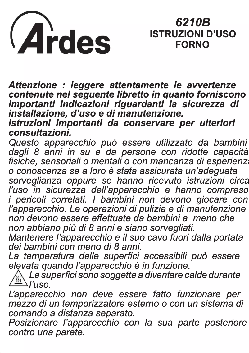 Image de la première page du manuel de l'appareil Gustavo AR6210B