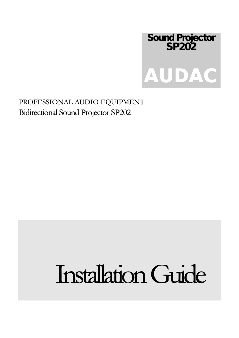 Page 1 de la notice Manuel utilisateur Audac SP202