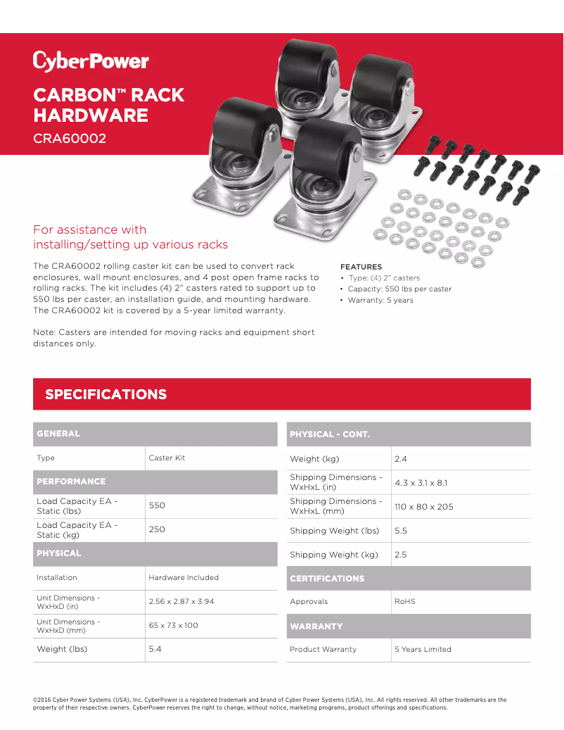 Page 1 de la notice Fiche technique CyberPower CRA60002