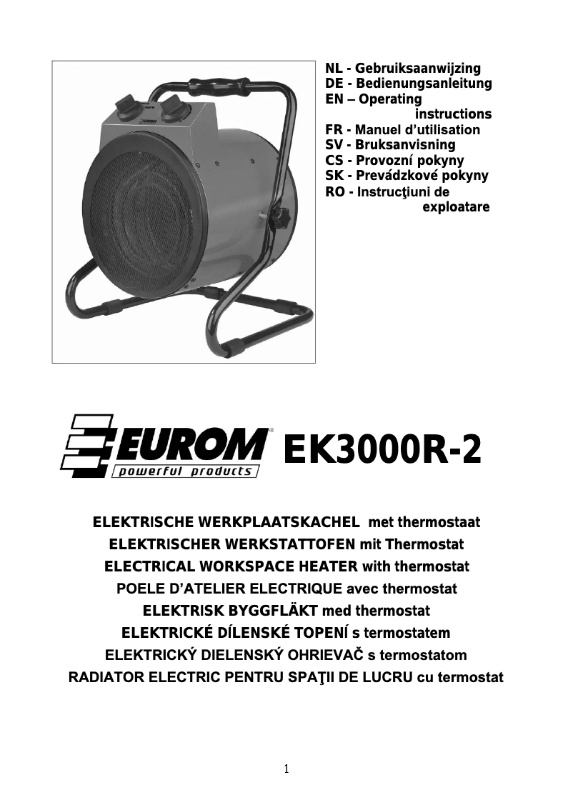 Página 1 del manual Manual de usuario Eurom EK3000R-2