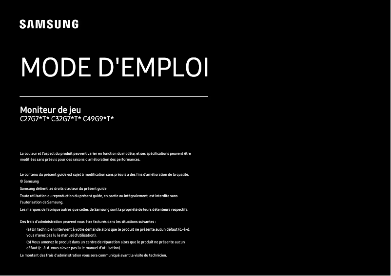 Page 1 de la notice Manuel utilisateur Samsung LC27G75TQSRXEN