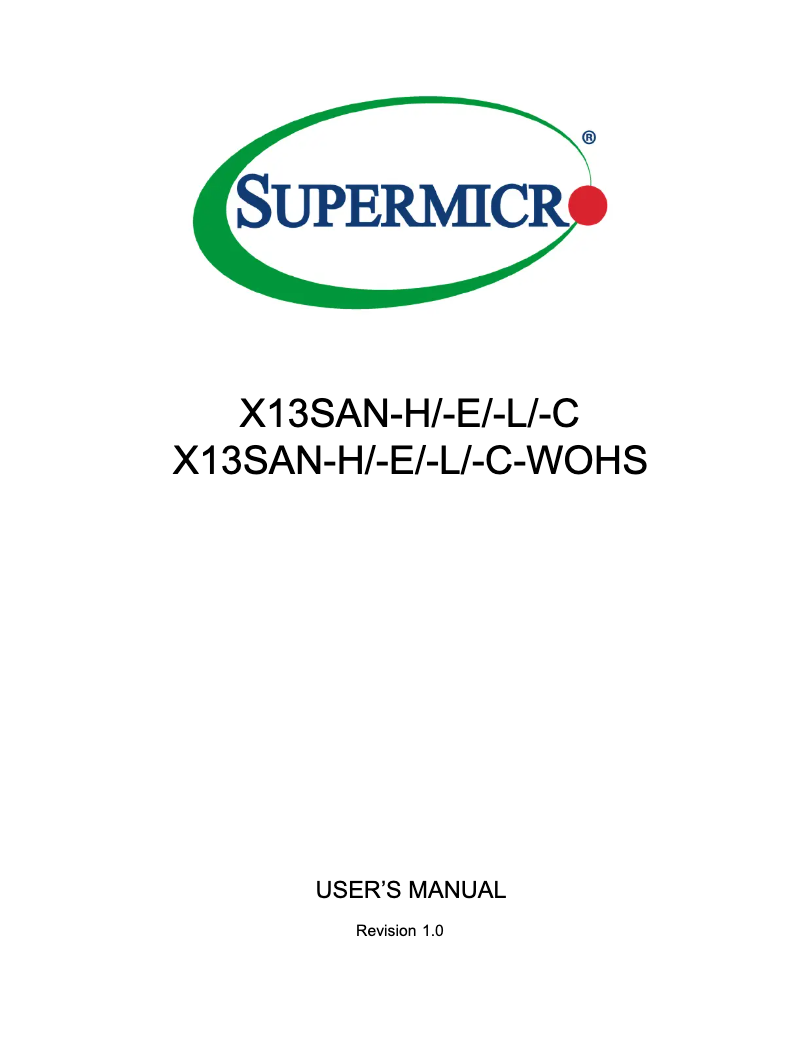 Page 1 de la notice Manuel utilisateur Supermicro X13SAN-C