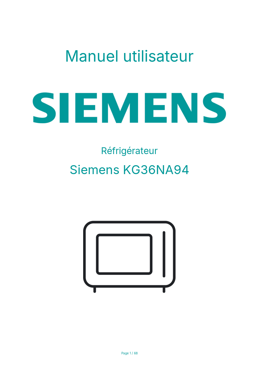 Page n°1 - Manuel utilisateur Siemens KG36NA94