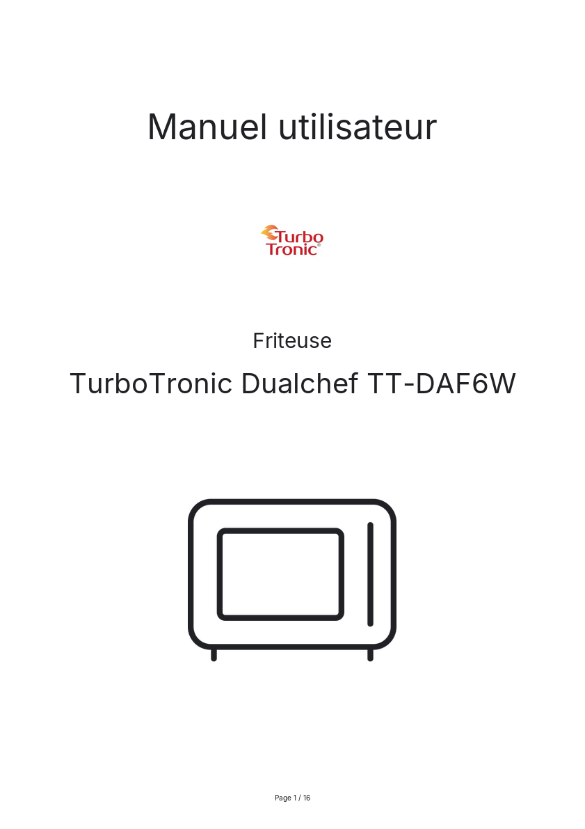 Page n°1 - Manuel utilisateur TurboTronic Dualchef TT-DAF6W