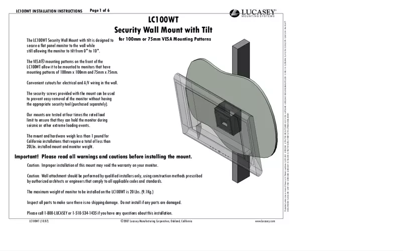 Image de la première page du manuel de l'appareil LC100WT