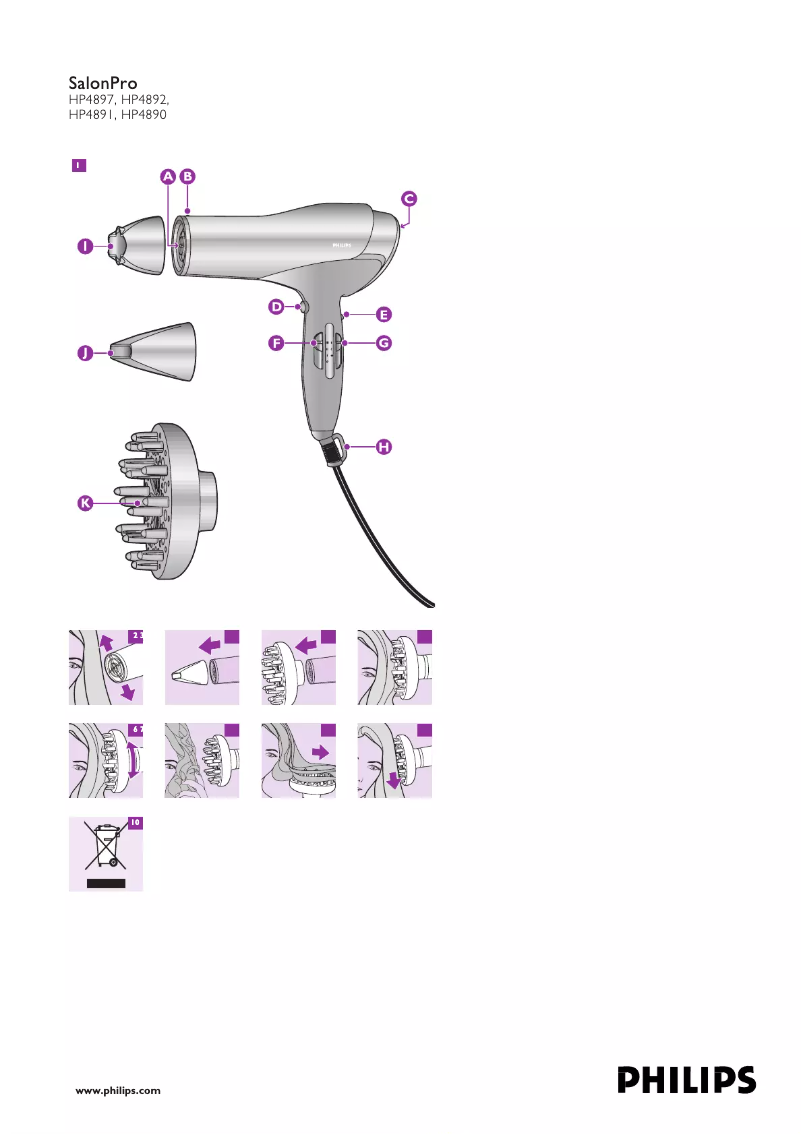 Page n°1 - Manuel utilisateur Philips Salon Pro HP4892
