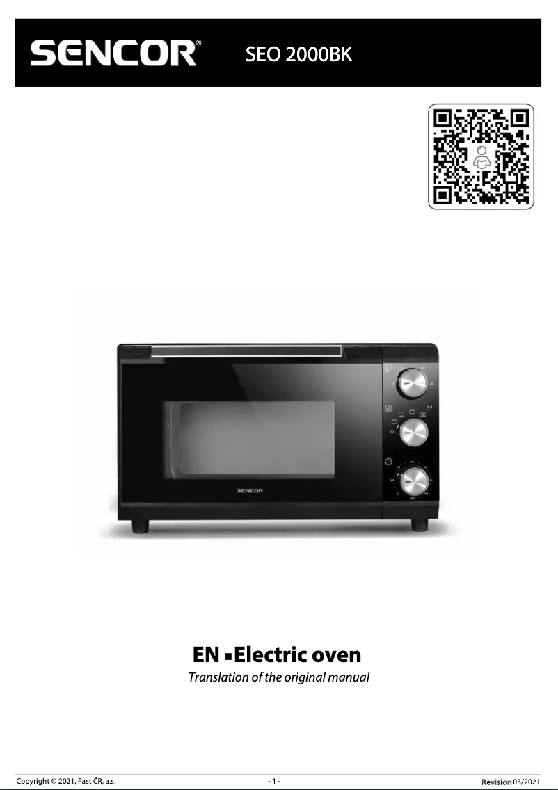 Page n°1 - Manuel utilisateur Sencor SEO 2000BK