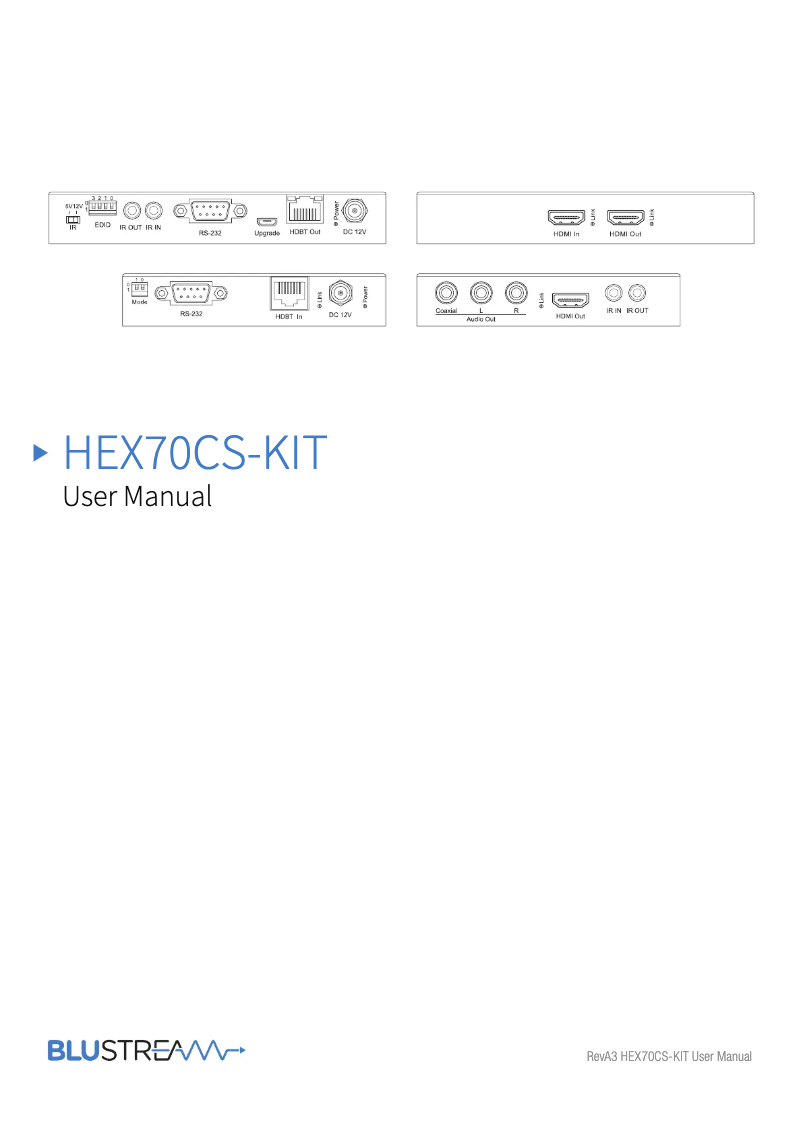 Page 1 of the manual User Manual Blustream HEX70CS-TX