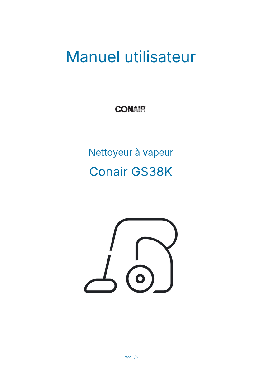 Page n°1 - Manuel utilisateur Conair GS38K
