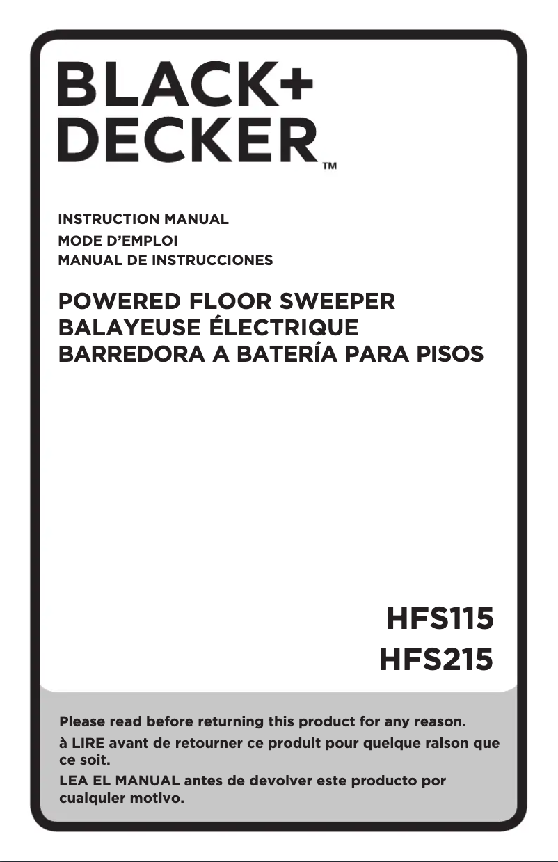 Page n°1 - Manuel utilisateur Black & Decker HFS215J26QV
