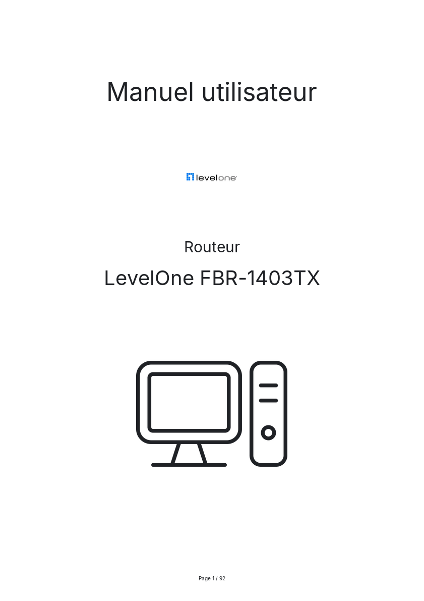 Page n°1 - Manuel utilisateur LevelOne FBR-1403TX