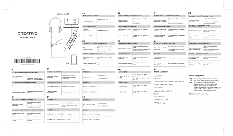 Page 1 de la notice Manuel utilisateur Creative Aurvana Live! 2