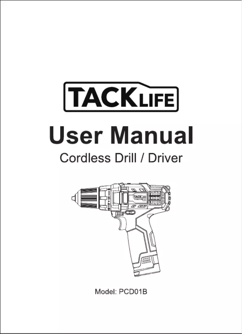 Page 1 de la notice Manuel utilisateur Tacklife PCD01B
