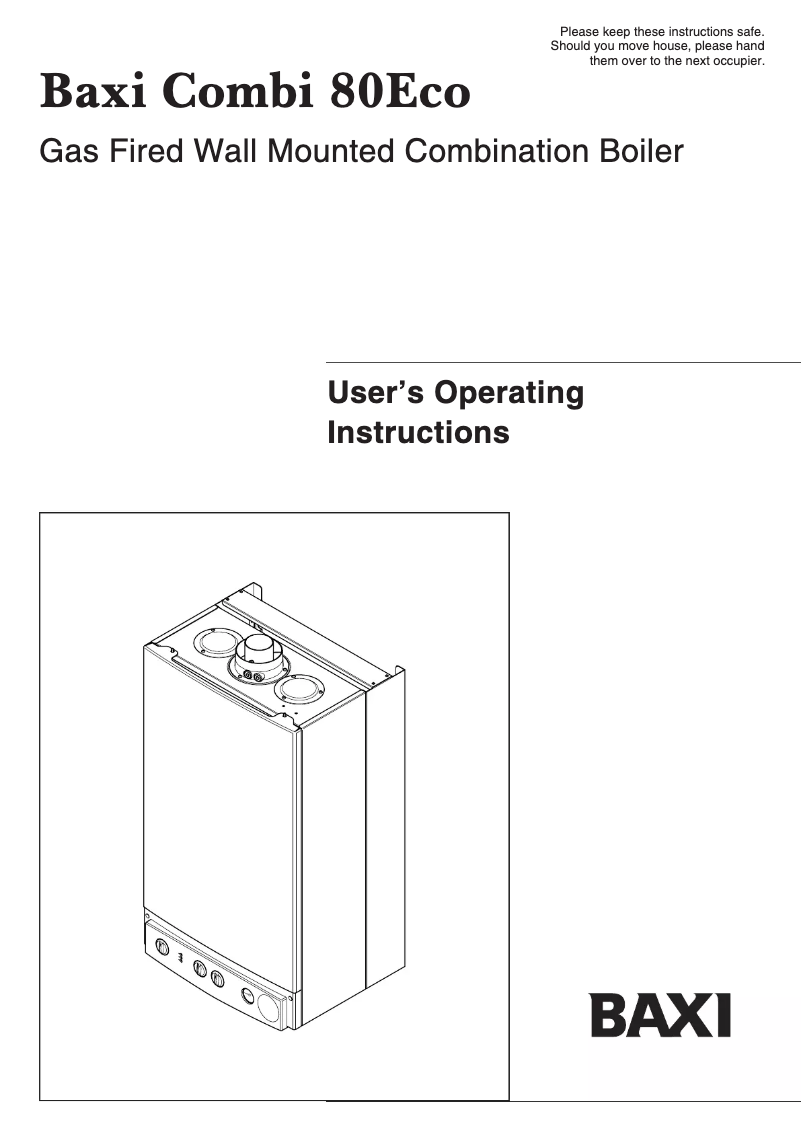 Page 1 de la notice Manuel utilisateur Baxi Combi 80Eco