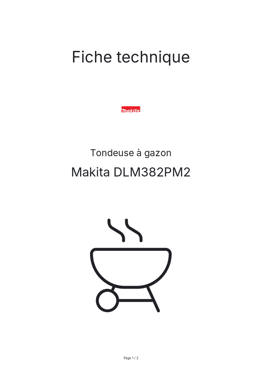 Page n°1 - Fiche technique Makita DLM382PM2