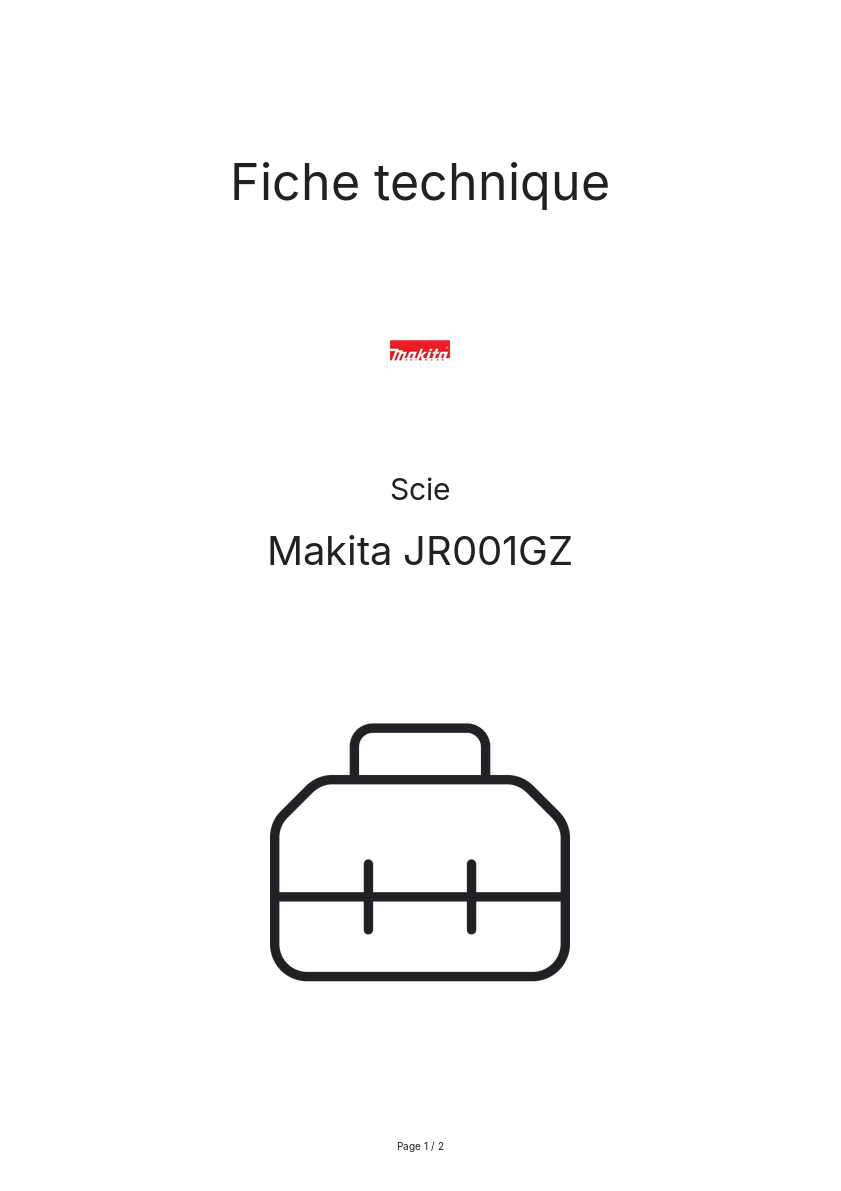 Page n°1 - Fiche technique Makita JR001GZ