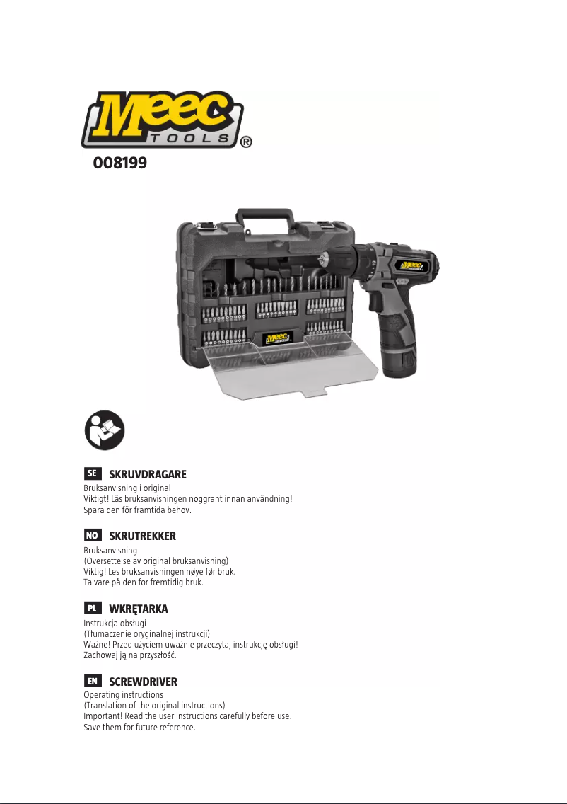 Page 1 de la notice Manuel utilisateur Meec Tools 008-199