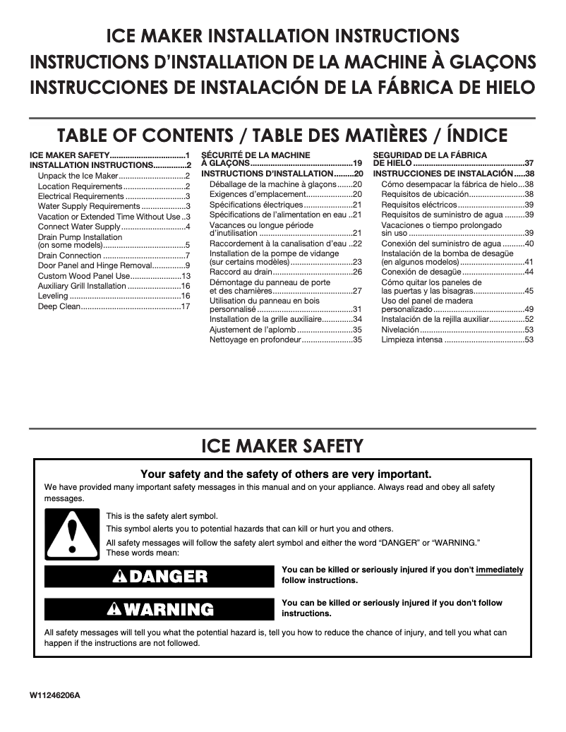 Page 1 de la notice Guide d'installation KitchenAid KUIX335HWH