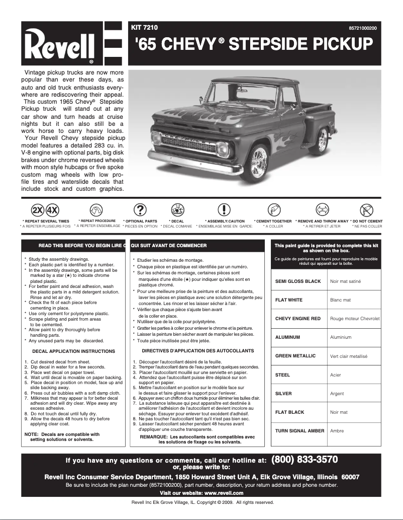 Page 1 de la notice Manuel utilisateur Revell '65 Chevy Stepside Pickup 2 'n 1