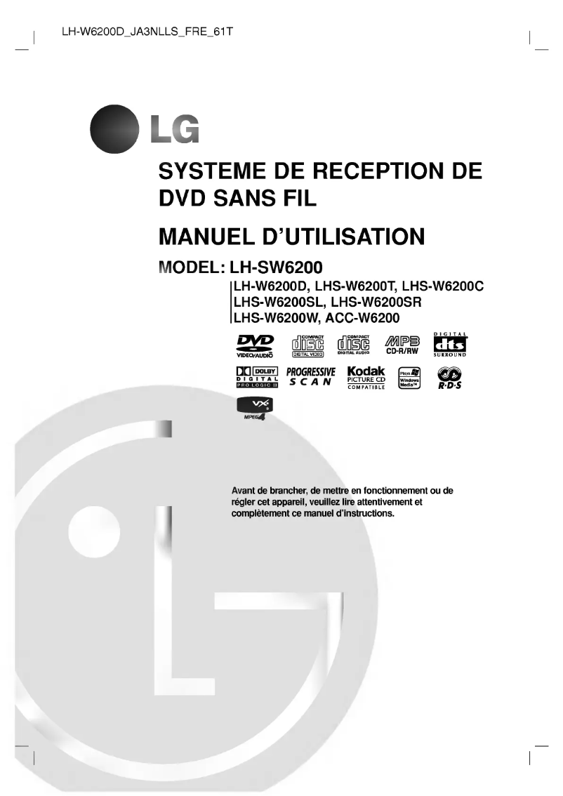 Page 1 de la notice Manuel utilisateur LG LH-W6200D