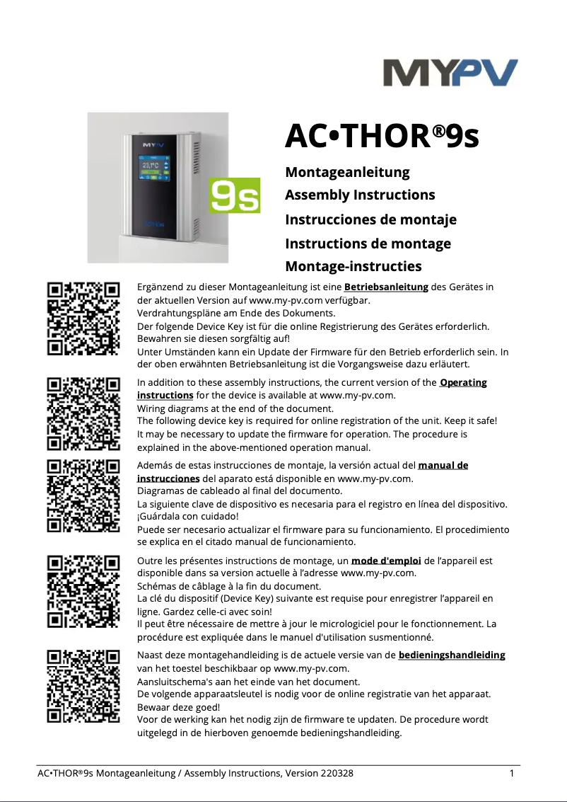 Page n°1 - Manuel utilisateur My-PV AC•THOR 9s