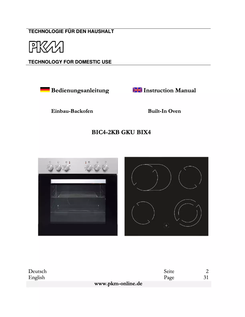 Image de la première page du manuel de l'appareil BIC4-2KB GKU BIX4