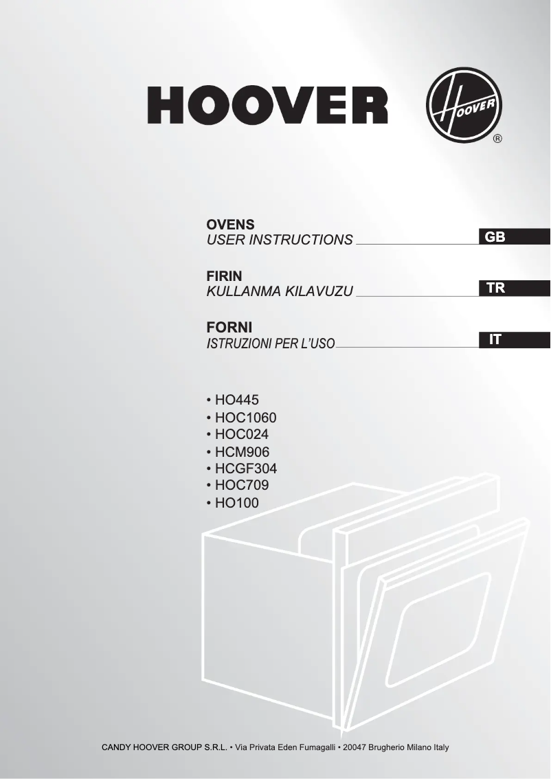 Page n°1 - Manuel utilisateur Hoover HOC709/6X