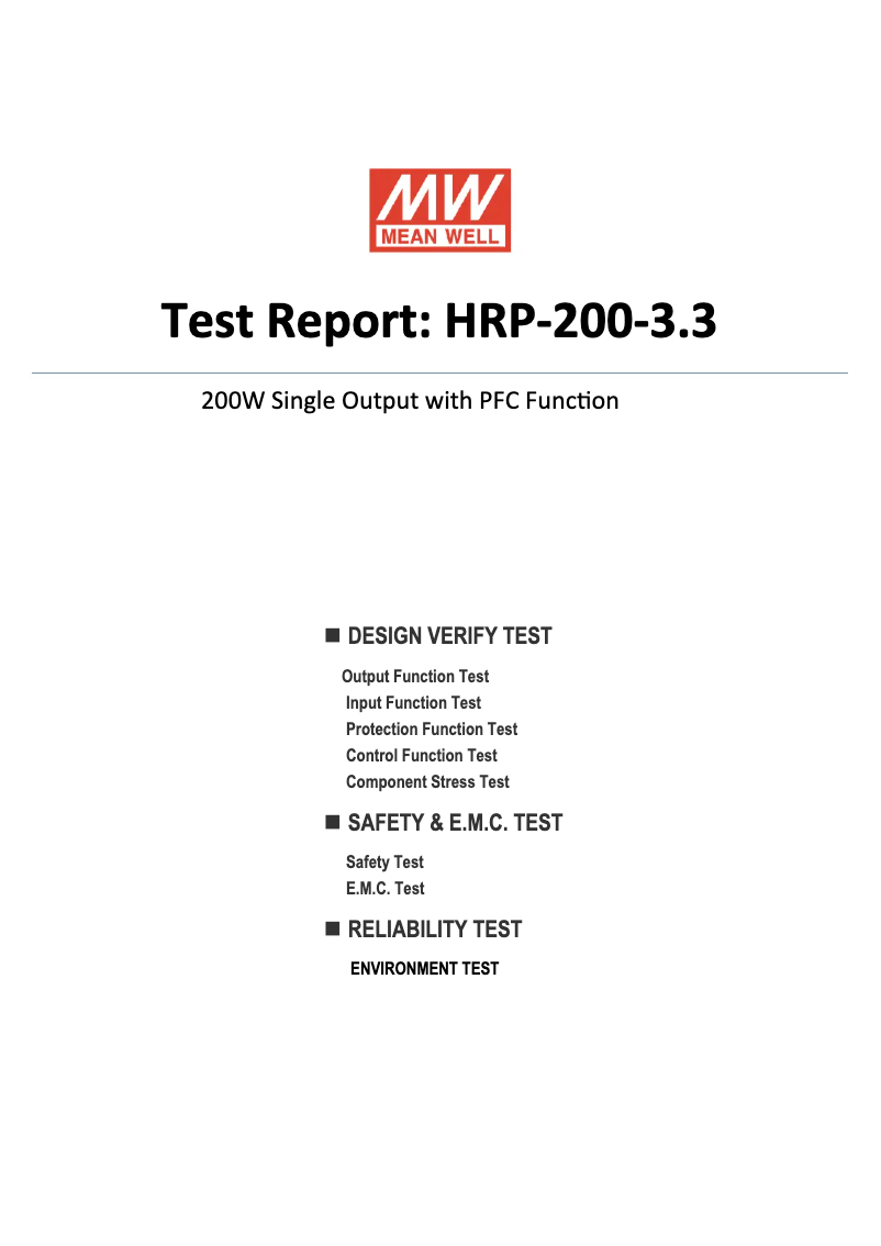 Page 1 de la notice Fiche technique Mean Well HRP-200-3.3