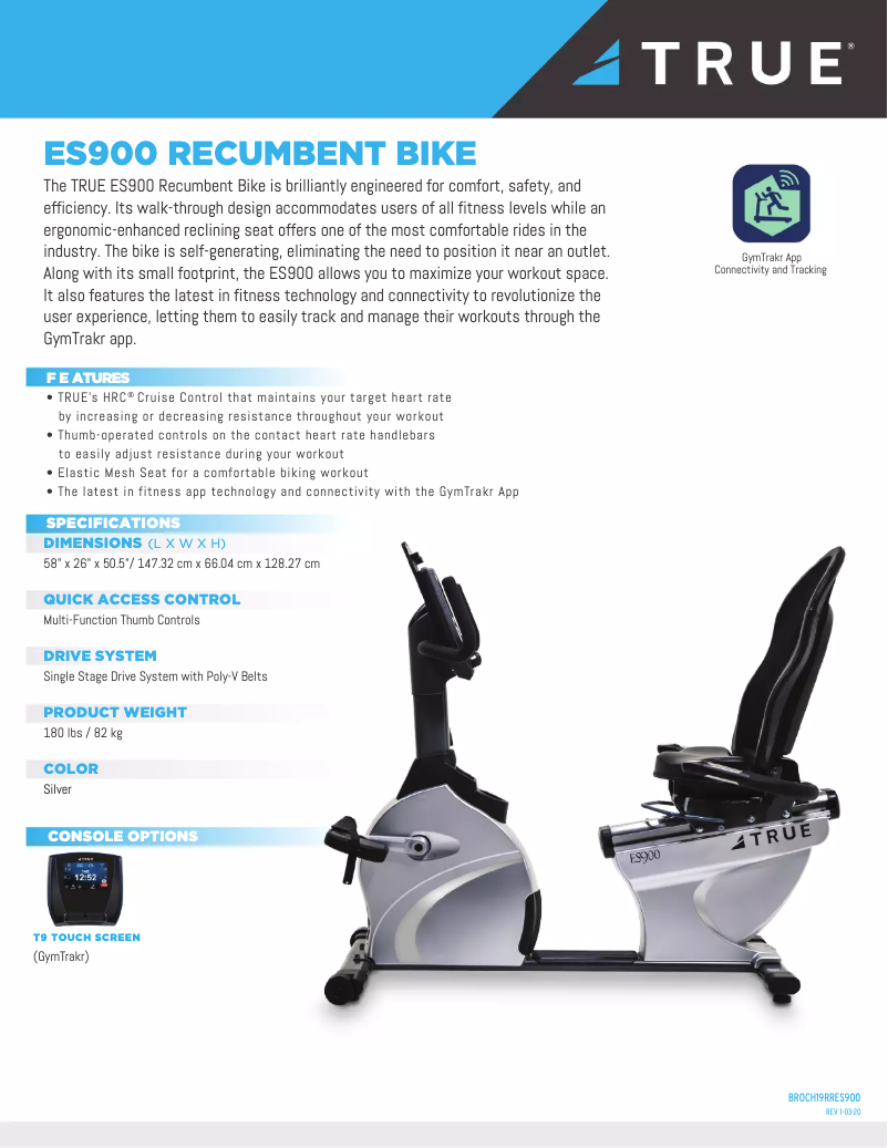 Page n°1 - Fiche technique True Fitness ES900