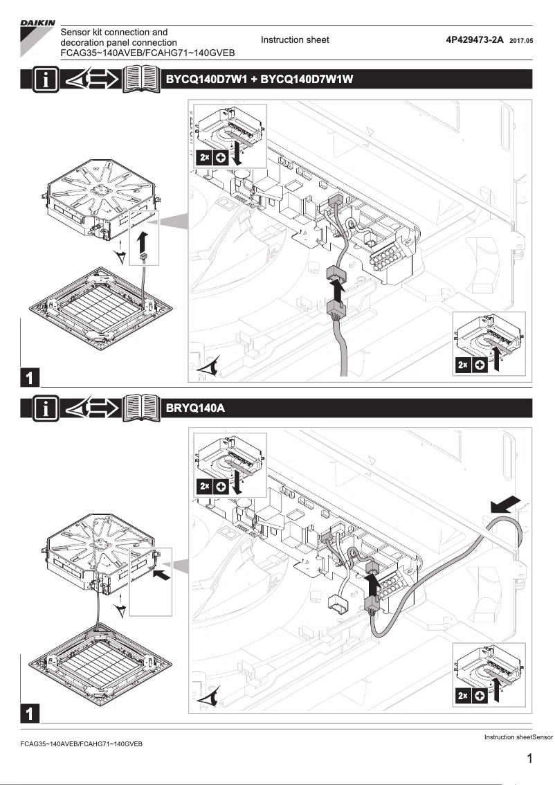 Página 1 del manual Guía de instalación Daikin FCAHG71GVEB