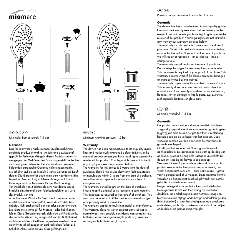Page 1 de la notice Manuel utilisateur Miomare IAN 291535
