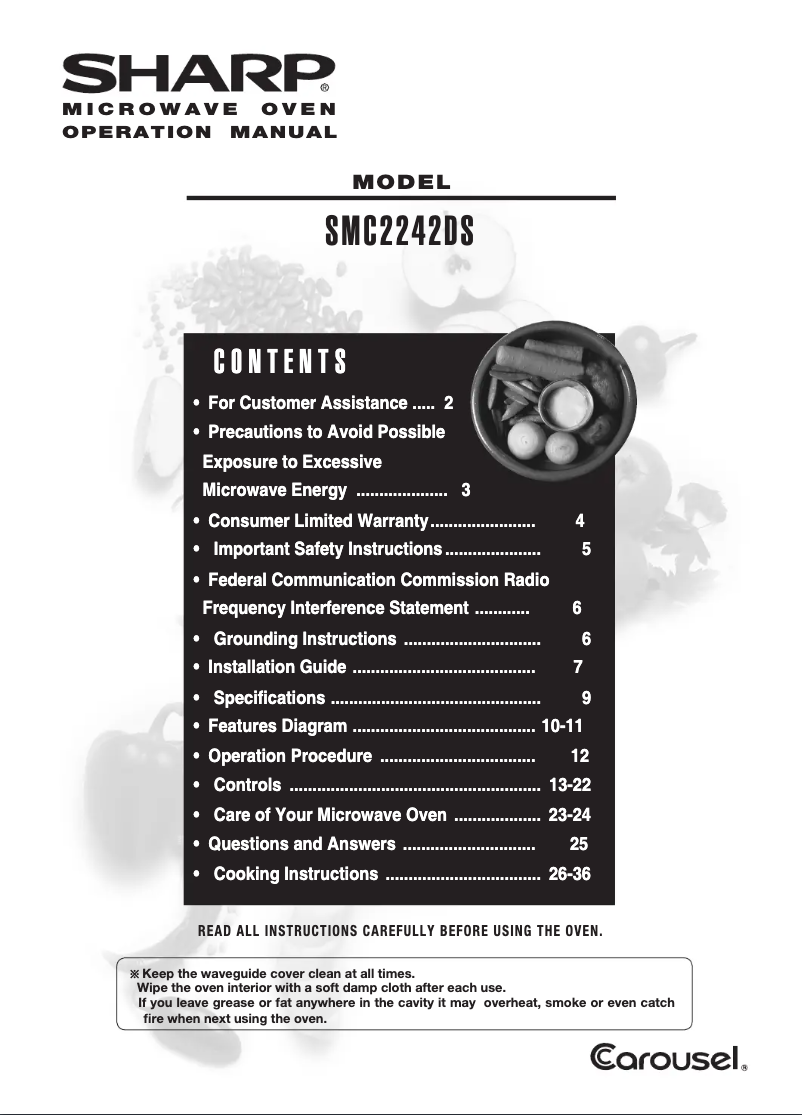 Page 1 de la notice Manuel utilisateur Sharp SMC2242DS