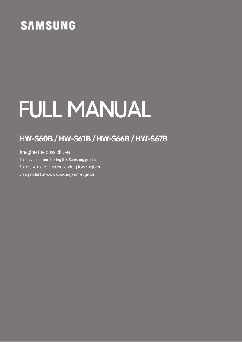 Page 1 de la notice Manuel utilisateur Samsung HW-S61B