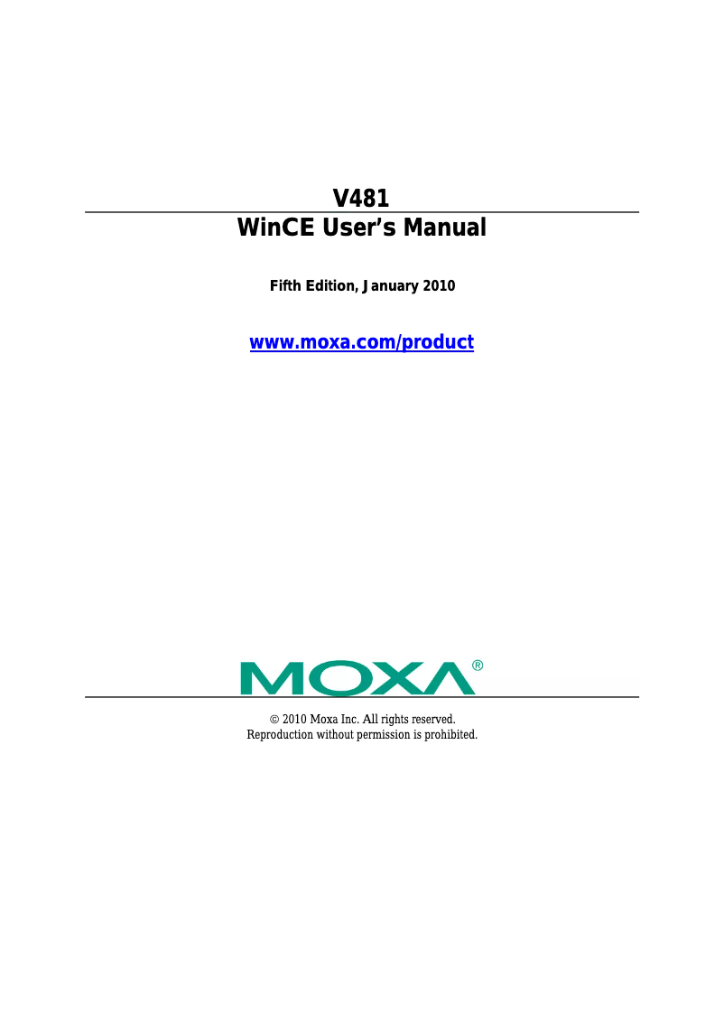 Page 1 de la notice Manuel utilisateur Moxa V481-T-XPE