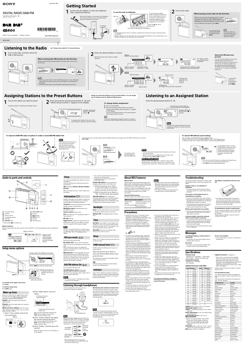 Image de la première page du manuel de l'appareil XDR-S41D