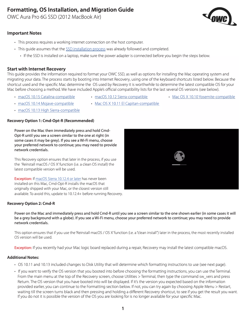 Page 1 de la notice Manuel utilisateur OWC Aura Pro 6G