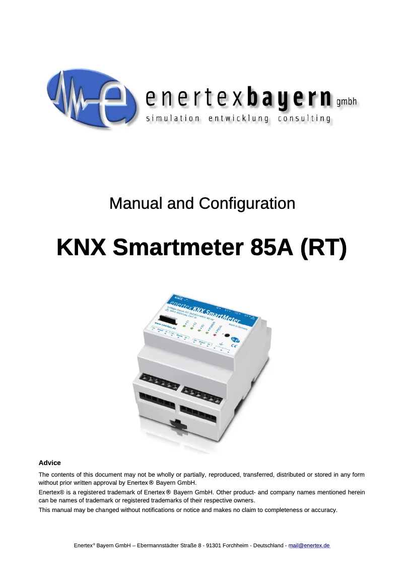 Page 1 de la notice Manuel utilisateur Enertex KNX SmartMeter 85A
