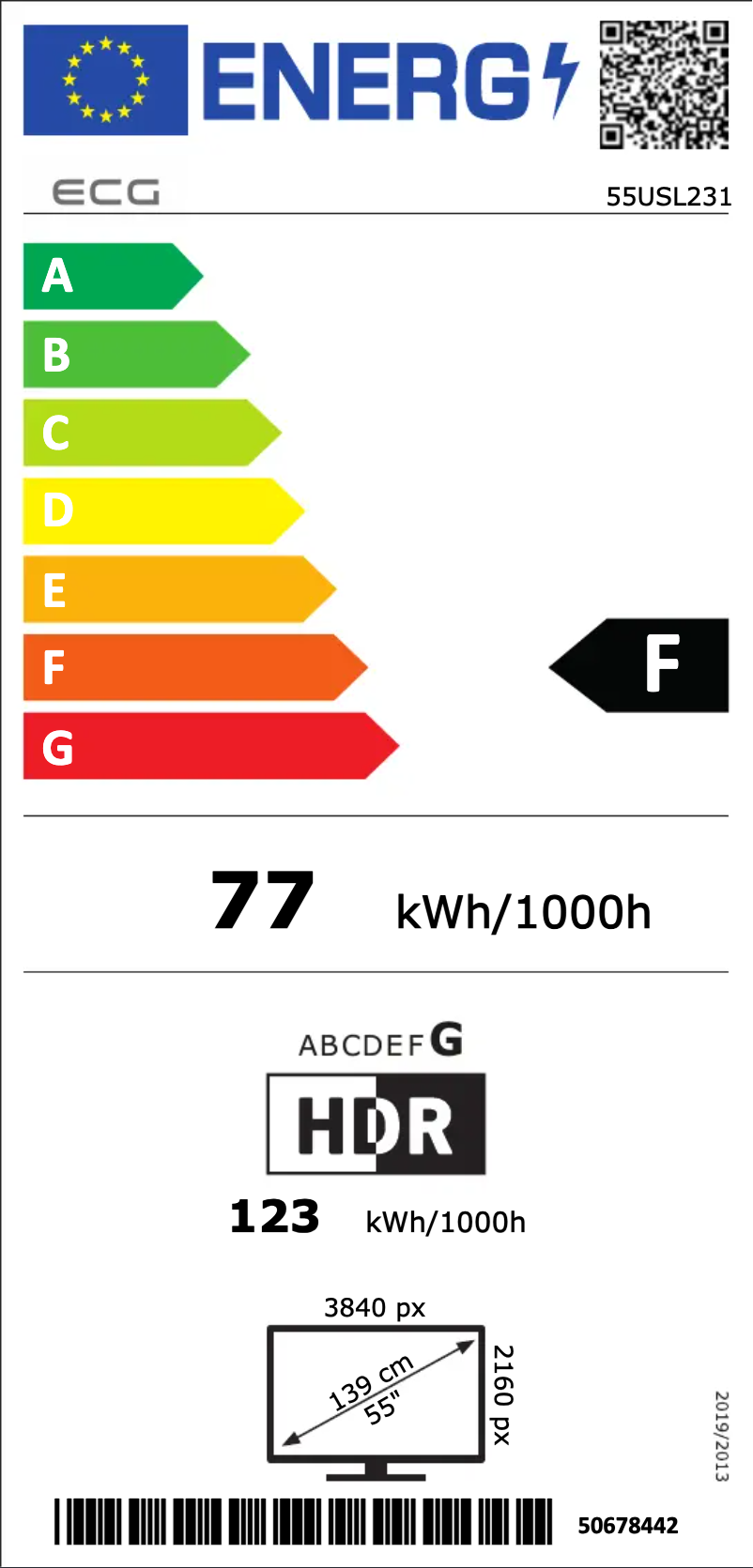 Page n°1 - Label énergétique ECG 55USL231