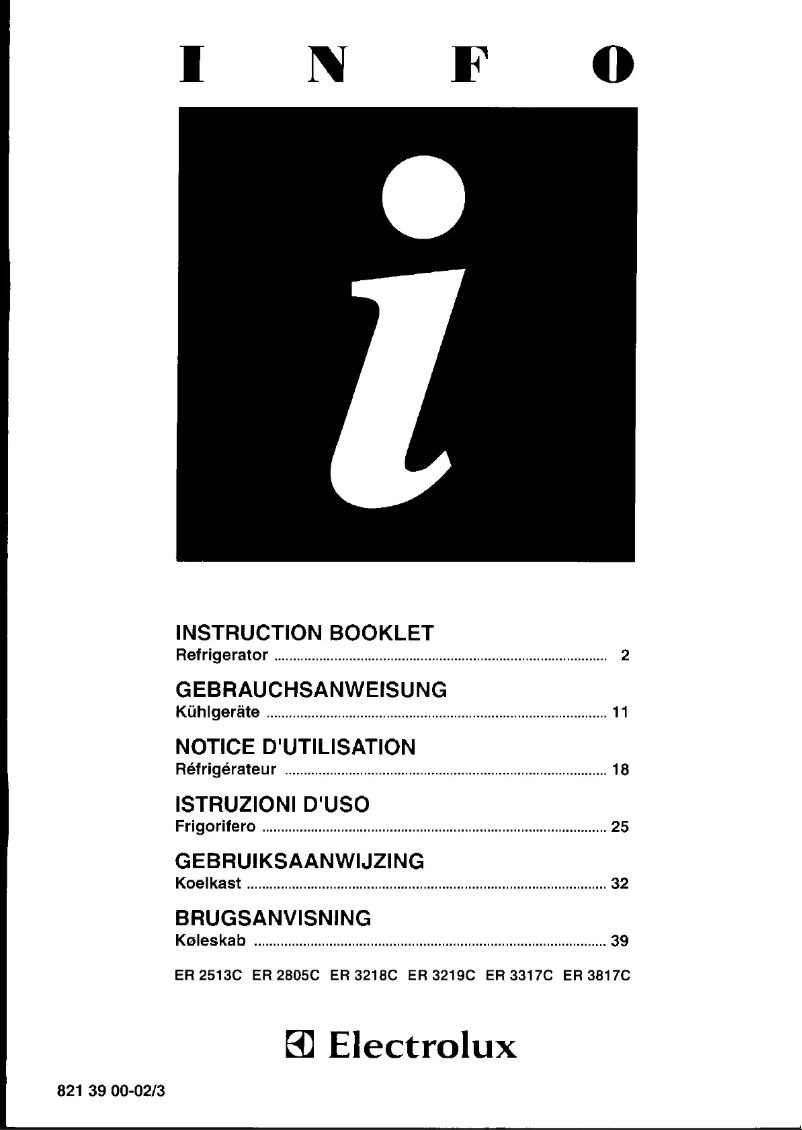 Page n°1 - Manuel utilisateur Electrolux ER 3219