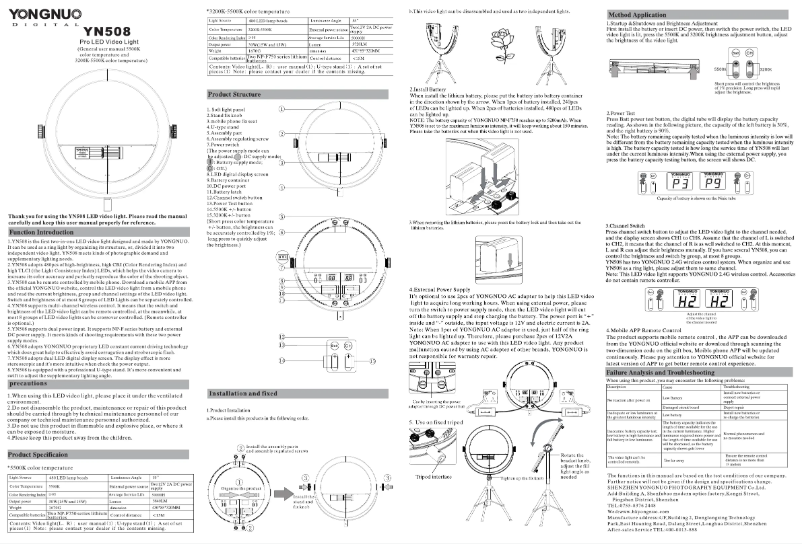 Page n°1 - Manuel utilisateur Yongnuo YN508