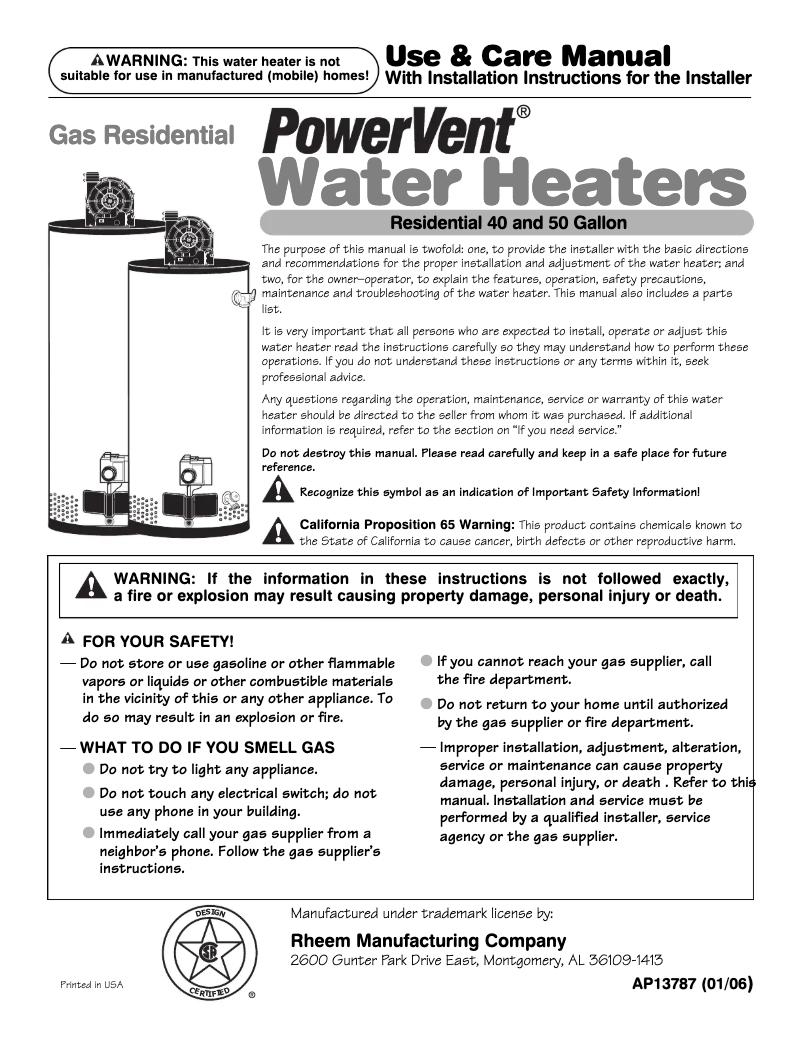Page n°1 - Guide d'installation GE SmartWater GG40T6PF00