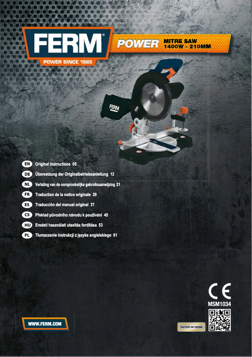 Page 1 de la notice Manuel utilisateur Ferm MSM1034