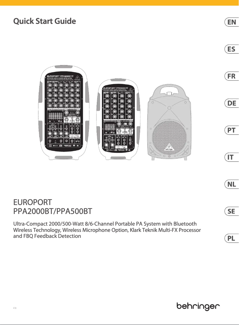Page n°1 - Guide de démarrage rapide Behringer Europort PPA2000BT